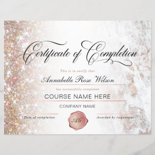 Elegant Ro Guld Certificate of Complete Award