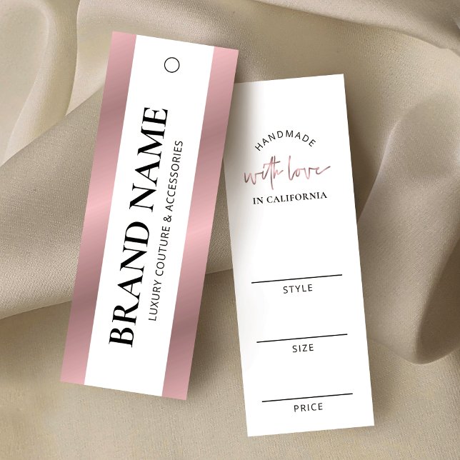 Elegant Ro Guld Clothing Boutique hängetikett Märk Litet Visitkort (Elegant white and rose gold effect thin product price tag labels)
