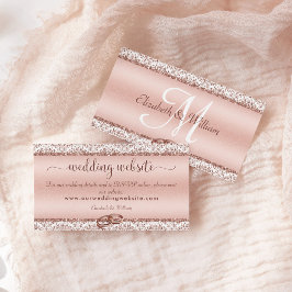 Elegant Ro Guld Damask Monogram Bröllop webbplats Tilläggskort
