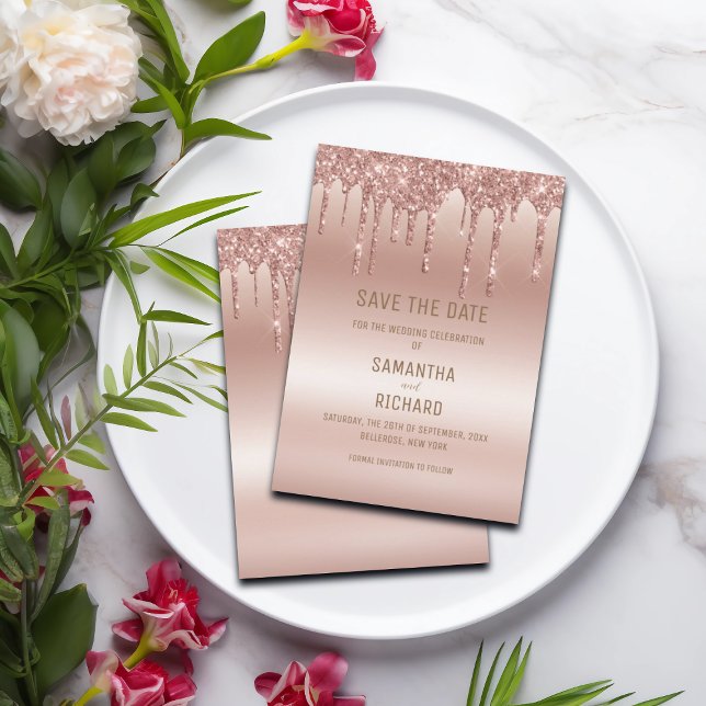 Elegant Ro Guld Diamond Glitter Spara Datumet (Skapare uppladdad)