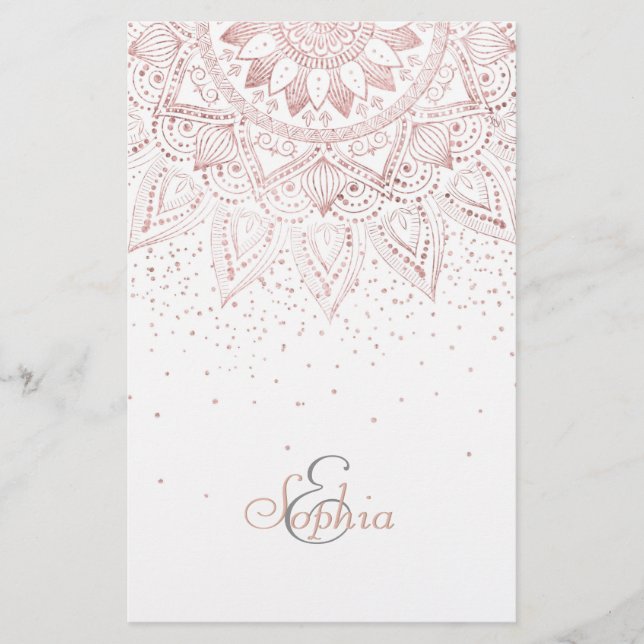 Elegant Ro Guld Dit Mandala Brevpapper (Framsida)