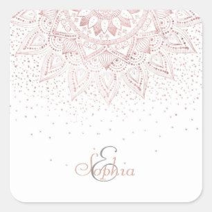 Elegant Ro Guld Dit Mandala Fyrkantigt Klistermärke