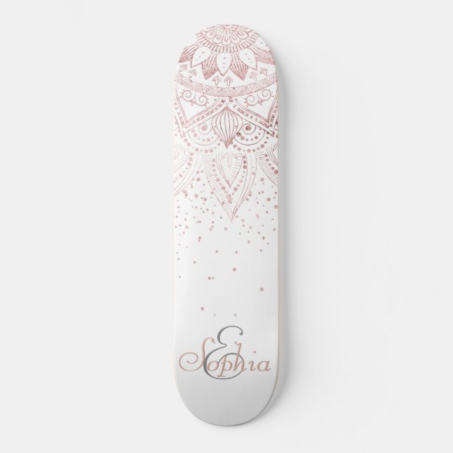 Elegant Ro Guld Dit Mandala Mini Skateboard Bräda 18,7 Cm (Framsida)