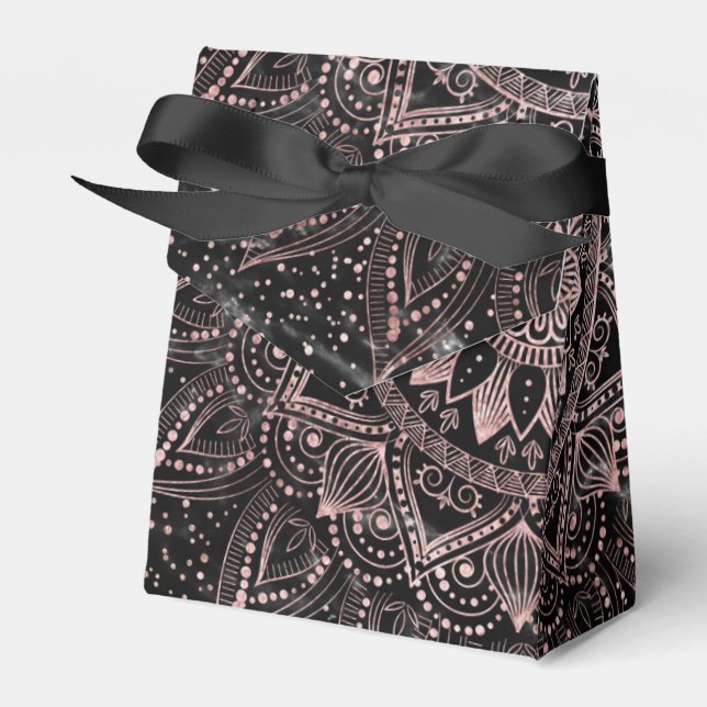 Elegant Ro Guld Dots Mandala Marble Presentaskar (Framsidan Sidan)