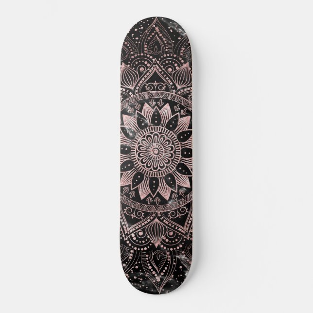 Elegant Ro Guld Dots Mandala Marble Skateboard Bräda 20,5 Cm (Framsida)