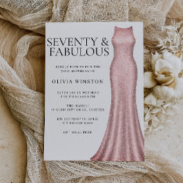 Elegant Ro Guld Dress Womans 70:e Födelsedagsfeste Inbjudningar