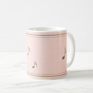Elegant Ro Guld Embossed Music Note Piano Singer Kaffemugg
