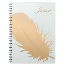 Elegant Ro Guld Feather Art Personlig Anteckningsbok Med Spiral