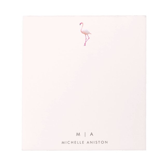 Elegant Ro Guld Flamingo | MonogramAnpassningsbar Anteckningsblock (Framsida)