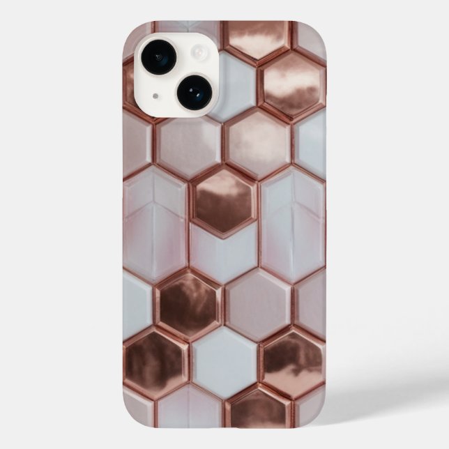 Elegant Ro Guld Geometric iPhone 16 Plus Fodral (Baksida)