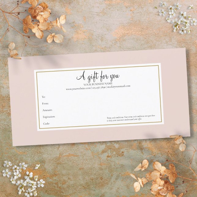 Elegant Ro Guld Gift Certificate (Elegant Rose Gold Gift Certificate)