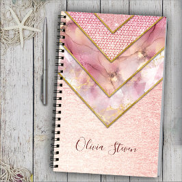 Elegant ro guld girly geometric sketchbook anteckningsbok