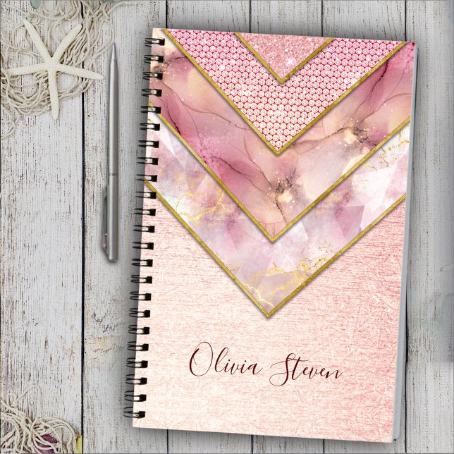 Elegant ro guld girly geometric sketchbook anteckningsbok (Skapare uppladdad)
