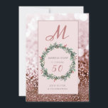 Elegant Ro Guld Glitter 50:e födelsedagen Inbjudningar<br><div class="desc">Elegant ro guld,  vid glitter,  födelsedag i december med gryllebäddsen och chicen i början. Anpassa informationen om party på kortets baksida. Chic elegant stil.</div>