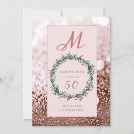 Elegant Ro Guld Glitter 50:e födelsedagen Inbjudningar