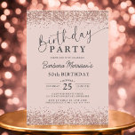 Elegant Ro Guld  Glitter 50:e födelsedagen Inbjudningar<br><div class="desc">Fira en fantastisk 50-årsdag i stil med den här Eleganten födelsedagen i Ro Guld! Designad med en mjuk bakgrund och mousserande faux ro glitter accents, tillför denna inbjudan en modern och sofistikerad beröring till er milstolpe firande. Helt redigerbart gör att du kan anpassa namn, ålder och händelseinformation - skapar perfekt...</div>
