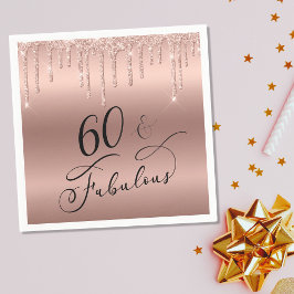 Elegant Ro Guld Glitter 60:e Födelsedagsfesten Pappersservett