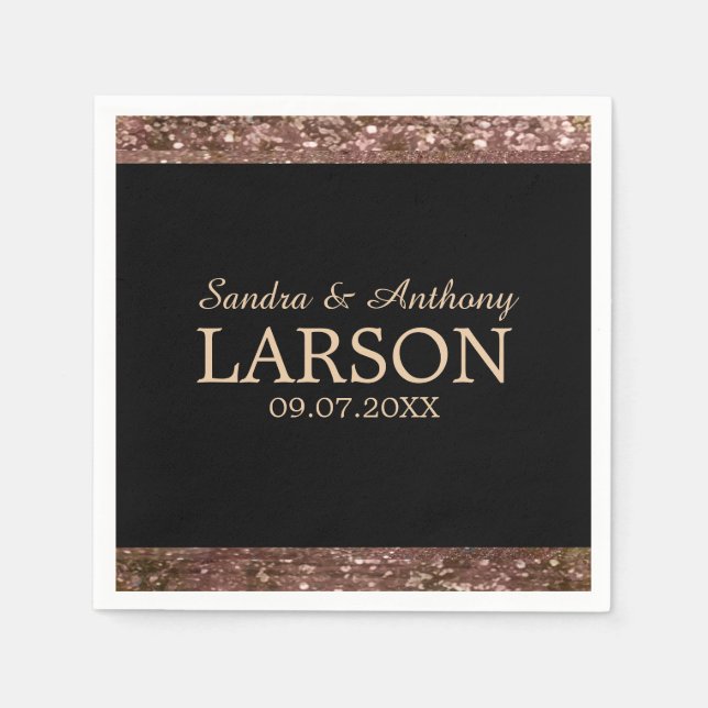 Elegant Ro Guld Glitter Bröllop Napkin Pappersservett (Framsidan)