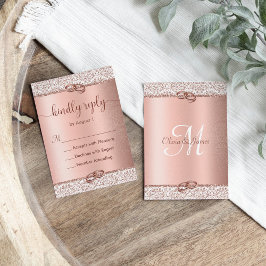 Elegant Ro Guld Glitter Bröllop OSA Kort