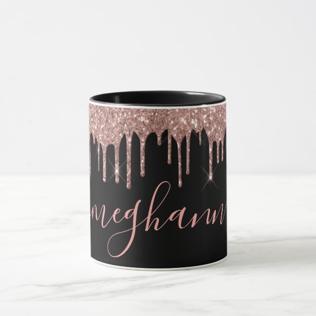 Elegant Ro Guld Glitter Driver monogramskript i Mugg (Center)
