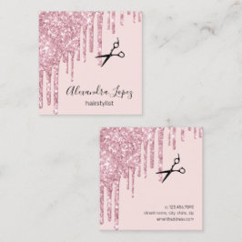 Elegant ro guld glitter droppar hårstylist fyrkantigt visitkort