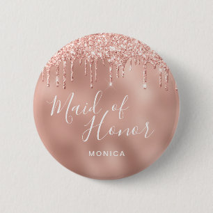 Elegant ro guld glitter droppar maid of honor knapp