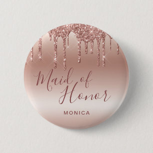 Elegant ro guld glitter droppar maid of honor knapp