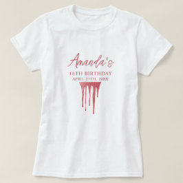 Elegant Ro Guld Glitter, droppsvett 16 födelsedag T Shirt