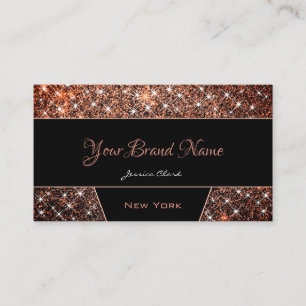 Elegant Ro Guld Glitter Gnistra Black med Photo Visitkort