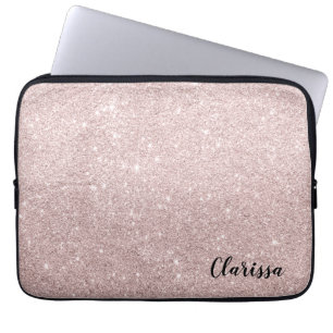 elegant ro guld glitter laptop sleeve