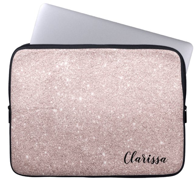 elegant ro guld glitter laptop sleeve (Framsidan)
