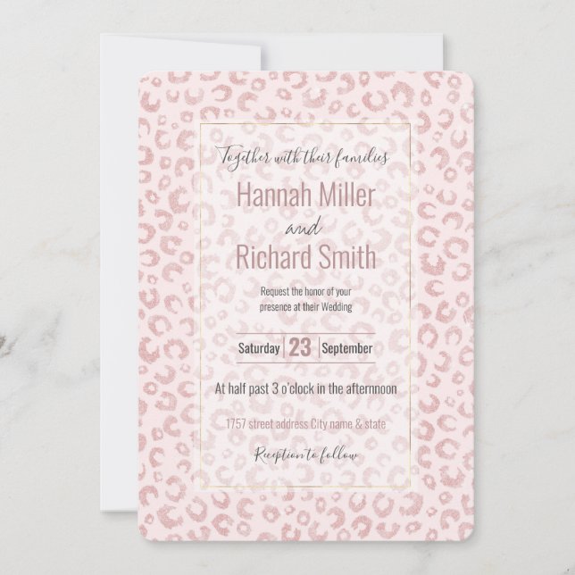 Elegant Ro Guld Glitter Leopard Mönster (Framsida)