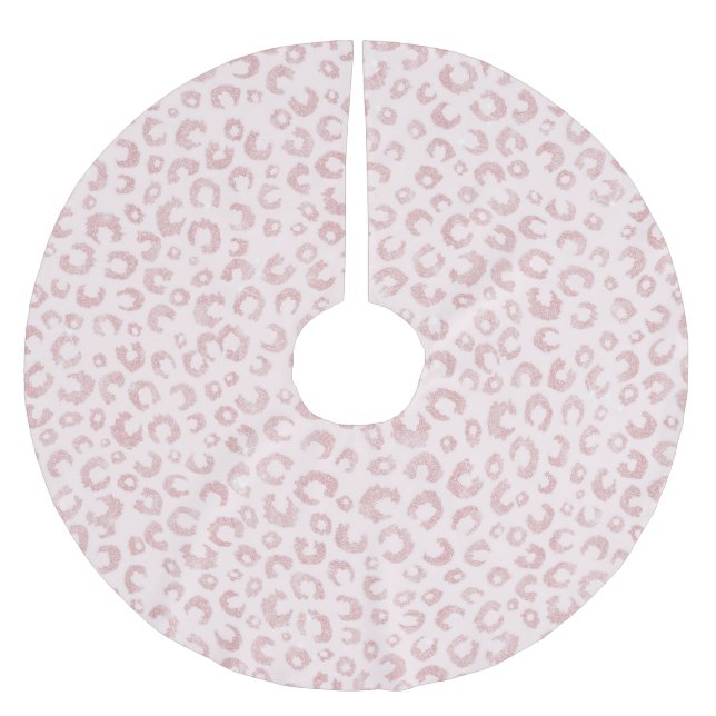 Elegant Ro Guld Glitter Leopard Mönster Julgransmatta Borstad Polyester (Framsidan)