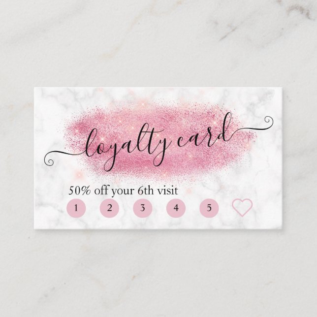 Elegant ro guld glitter marble makeup artist lojalitetskort (Framsida)