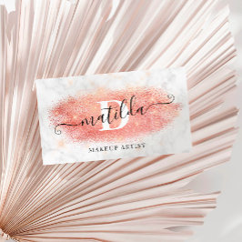 Elegant ro guld glitter marble makeup artist visitkort