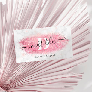 Elegant ro guld glitter marble makeup artist visitkort