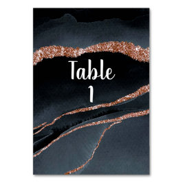 Elegant Ro Guld Glitter och Grått agate Bordsnummer