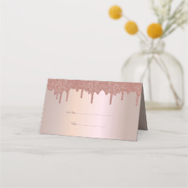 Elegant Ro Guld Glitter, och svart text Placeringskort
