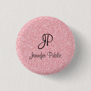 Elegant Ro Guld Glitter Se Monogrammat Trendig Knapp