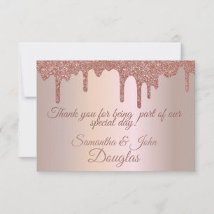 Elegant Ro Guld Glitter, text och text Tack Kort