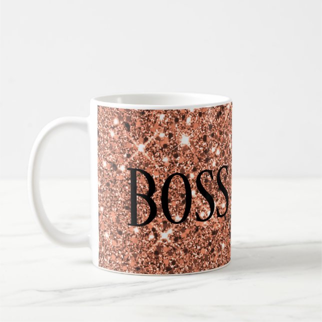 Elegant Ro Guld Gnistra Glitter Chef Babe Black Kaffemugg (Vänster)