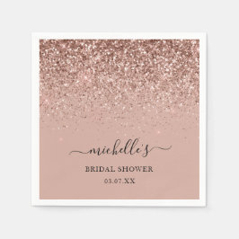 Elegant Ro Guld, Gnistran Glitter, Svarta Namn Pappersservett