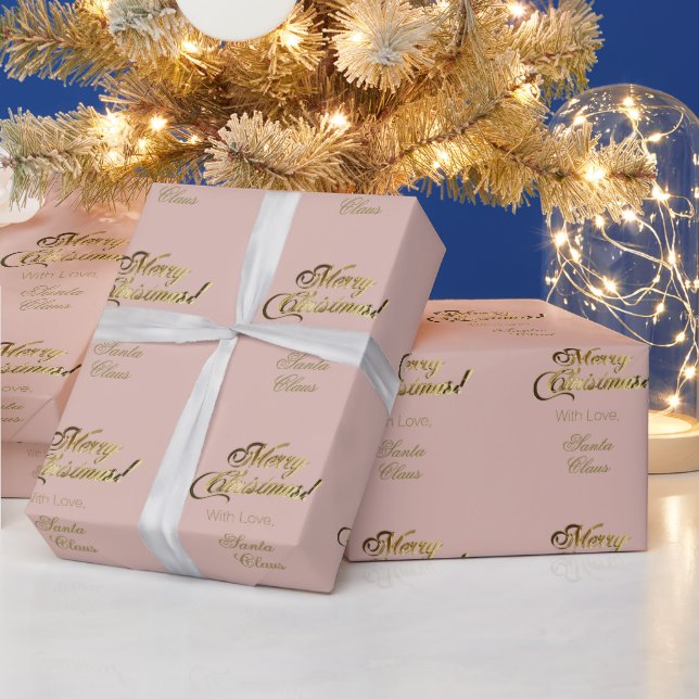Elegant Ro Guld God jul Script Rosa Presentpapper (Helgdagar)
