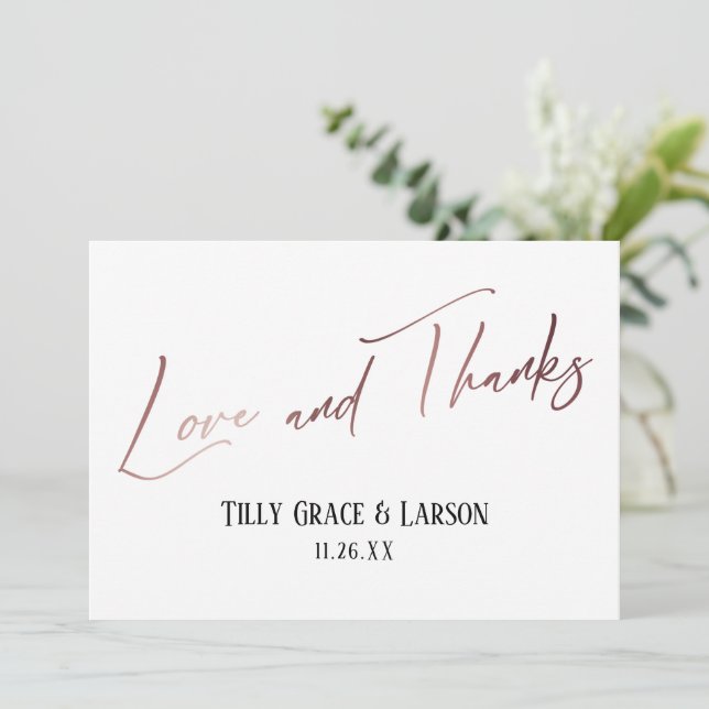Elegant Ro Guld Handskrift Kärlek och tack (Stående Fram)