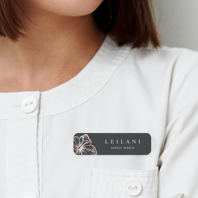 Elegant Ro Guld Hibiscus Flower Namnbricka (Skapare uppladdad)