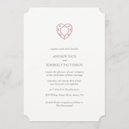 Elegant ro guld hjärtbröllopsinbjudan inbjudningar