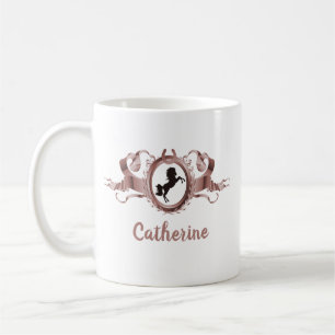 Elegant Ro Guld Horse Ribbon Vapensköld Namn Kaffemugg