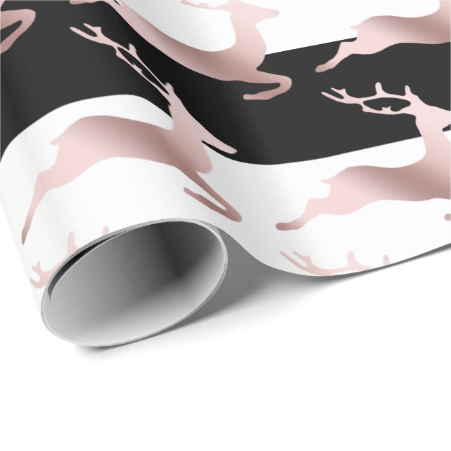 Elegant Ro Guld, julrenar i mönster Presentpapper (Rullad Hörn)