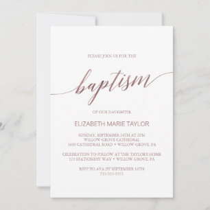 Elegant Ro Guld Kalligrafi Baptism Inbjudningar