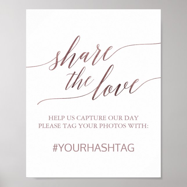 Elegant Ro Guld Kalligrafi  Undertecknet Kärlek Poster (Framsidan)